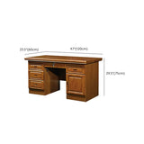 Brown Rubberwood Drawers Butcher Block Writing Desk Image - 17