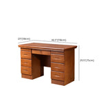 Brown Rubberwood Drawers Butcher Block Writing Desk Image - 20