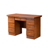 Brown Rubberwood Drawers Butcher Block Writing Desk Image - 6