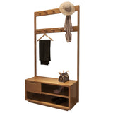 Brown Rubberwood Tall Multifunctional Drawers Coat Rack Image - 8