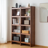 Brown Rustic Walnut Open Shelves Tall Storage Bookcase Image - 1