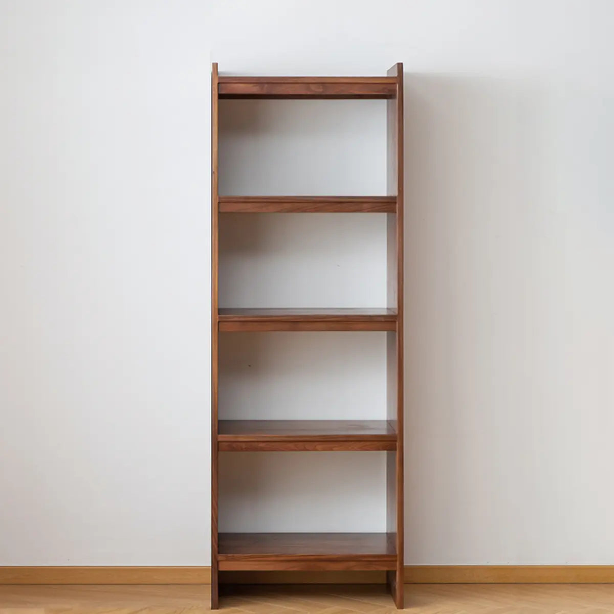 Brown Rustic Walnut Open Shelves Tall Storage Bookcase Image - 2