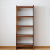 Brown Rustic Walnut Open Shelves Tall Storage Bookcase Image - 3