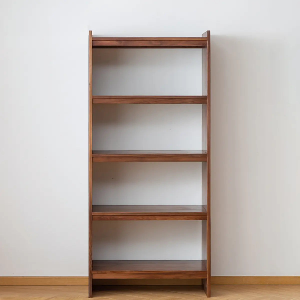 Brown Rustic Walnut Open Shelves Tall Storage Bookcase Image - 5