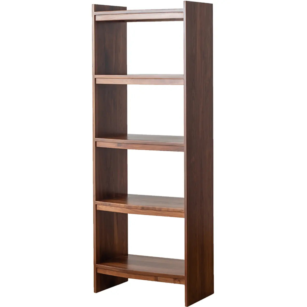 Brown Rustic Walnut Open Shelves Tall Storage Bookcase Image - 8