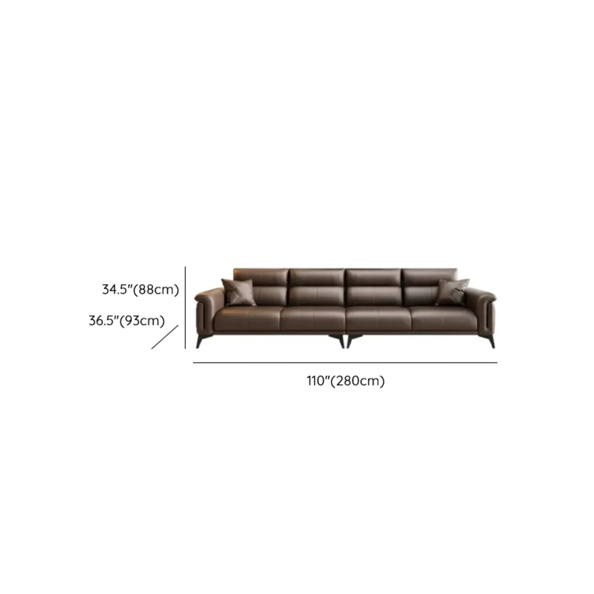 Brown Scratch Resistant Leather 3-Seats Sofa with Arms 