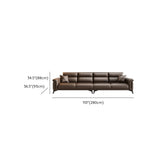 Brown Scratch Resistant Leather 3-Seats Sofa with Arms #size