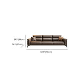 Brown Scratch Resistant Leather 3-Seats Sofa with Arms Image - 14