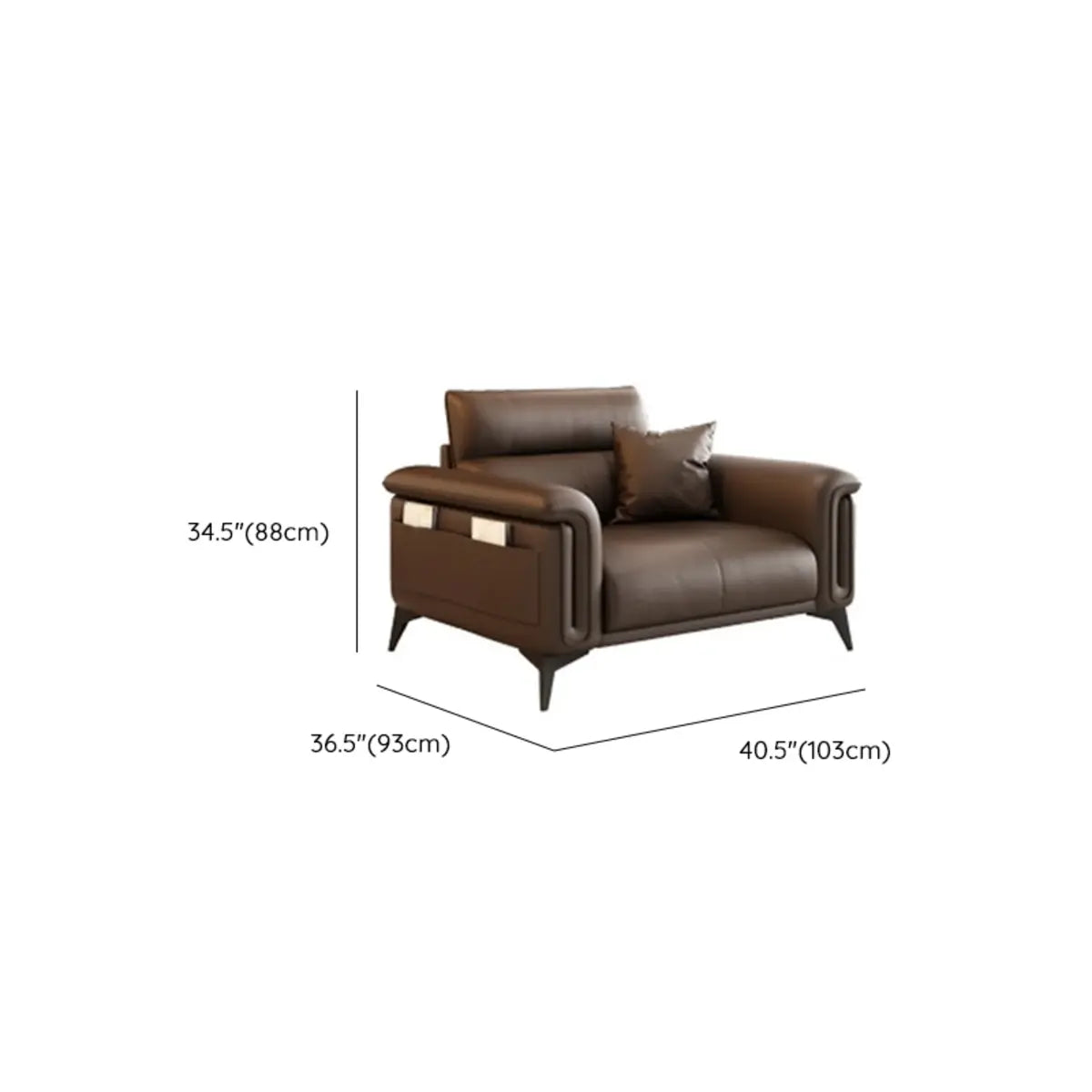 Brown Scratch Resistant Leather 3-Seats Sofa with Arms Image - 15