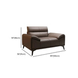 Brown Scratch Resistant Leather Single Sofa with Legs #size