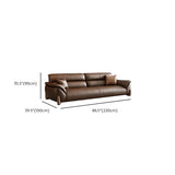 Brown Sleek Full Grain Cow Leather Sofa with Arms Image - 15