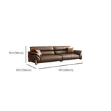 Brown Sleek Full Grain Cow Leather Sofa with Arms Image - 16