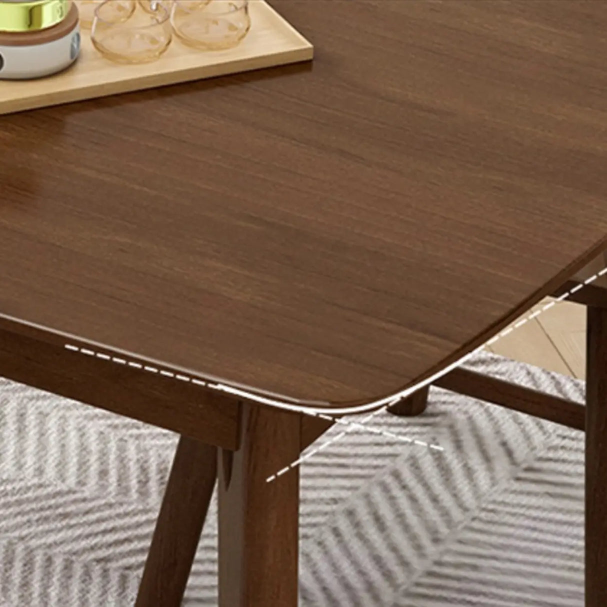 Brown Solid Wood Dining Table with Slat Back Chairs Image - 10