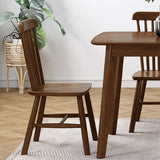 Brown Solid Wood Dining Table with Slat Back Chairs Image - 2