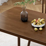 Brown Solid Wood Dining Table with Slat Back Chairs Image - 9