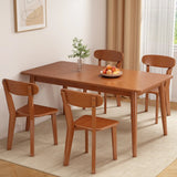 Brown Solid Wood Rectangle Fixed Table with 4 Chairs Image - 8