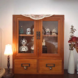 Brown Solid Wood Rectangular Small Display Cabinet Image - 1