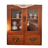 Brown Solid Wood Rectangular Small Display Cabinet Image - 5