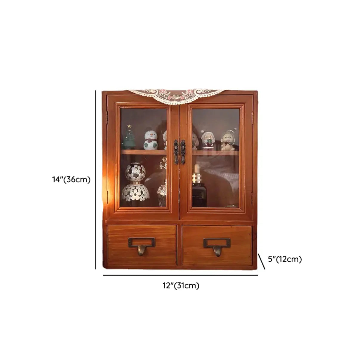 Brown Solid Wood Rectangular Small Display Cabinet 