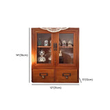 Brown Solid Wood Rectangular Small Display Cabinet #size