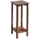 Brown Square Rubberwood Floor Pedestal Plant Stand Image - 2