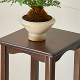 Brown Square Rubberwood Floor Pedestal Plant Stand Image - 5