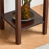 Brown Square Rubberwood Floor Pedestal Plant Stand Image - 8