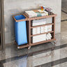 Brown Standard Height Utility Cart with Shelves and Bin Image - 2