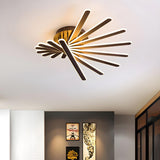 Brown Strip Fan Shaped LED Flush Mount Light 8-Light Image - 3