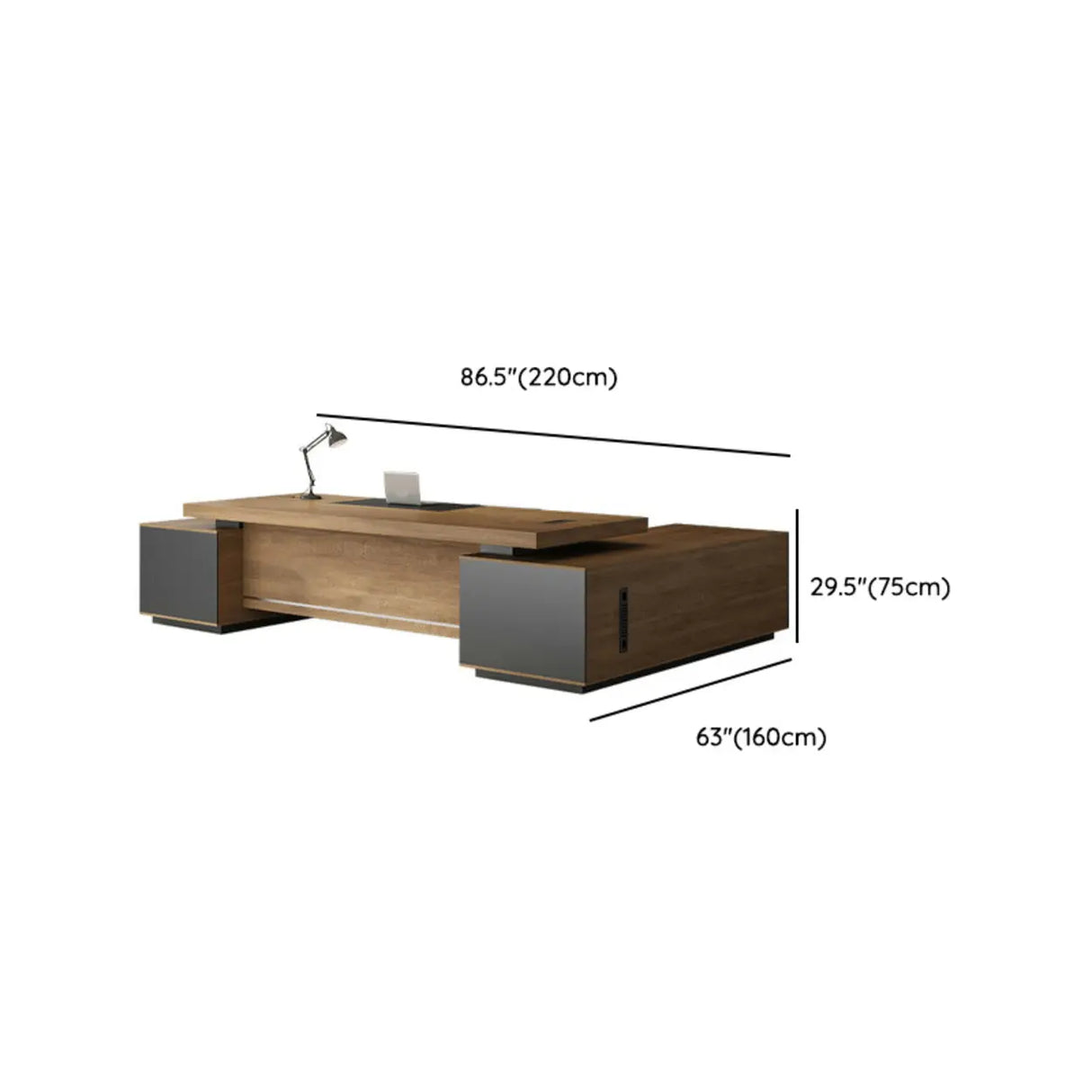 Brown Timber Storage Drawers L-Shape Executive Desk Image - 16