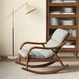 Brown Track Arms Wood Leg Rocking Chair with Slipcover Image - 1