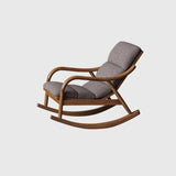 Brown Track Arms Wood Leg Rocking Chair with Slipcover Image - 11