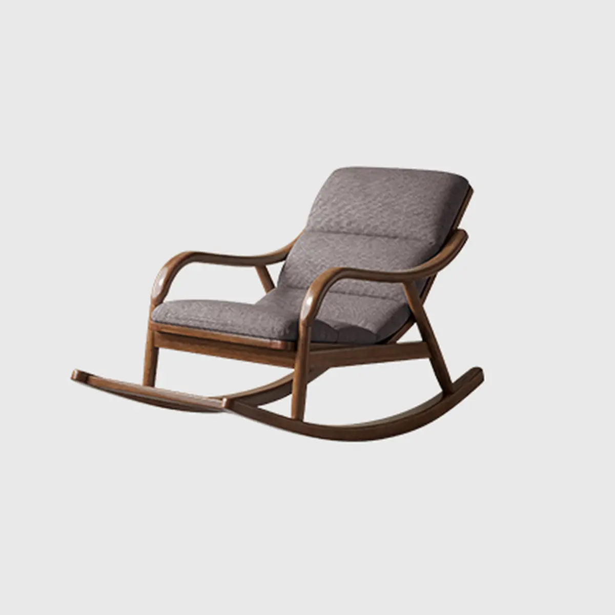 Brown Track Arms Wood Leg Rocking Chair with Slipcover Image - 12