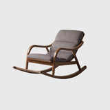 Brown Track Arms Wood Leg Rocking Chair with Slipcover Image - 12