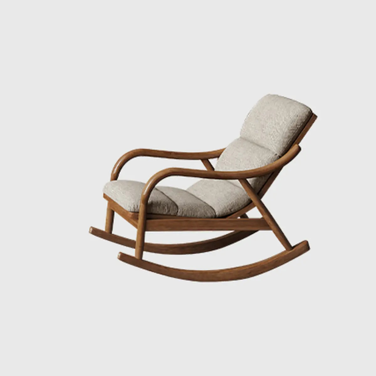 Brown Track Arms Wood Leg Rocking Chair with Slipcover Image - 13