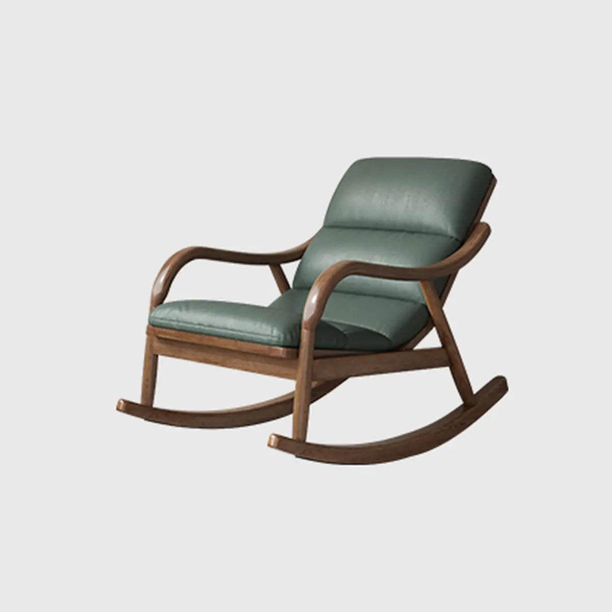 Brown Track Arms Wood Leg Rocking Chair with Slipcover Image - 15