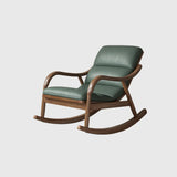 Brown Track Arms Wood Leg Rocking Chair with Slipcover Image - 15