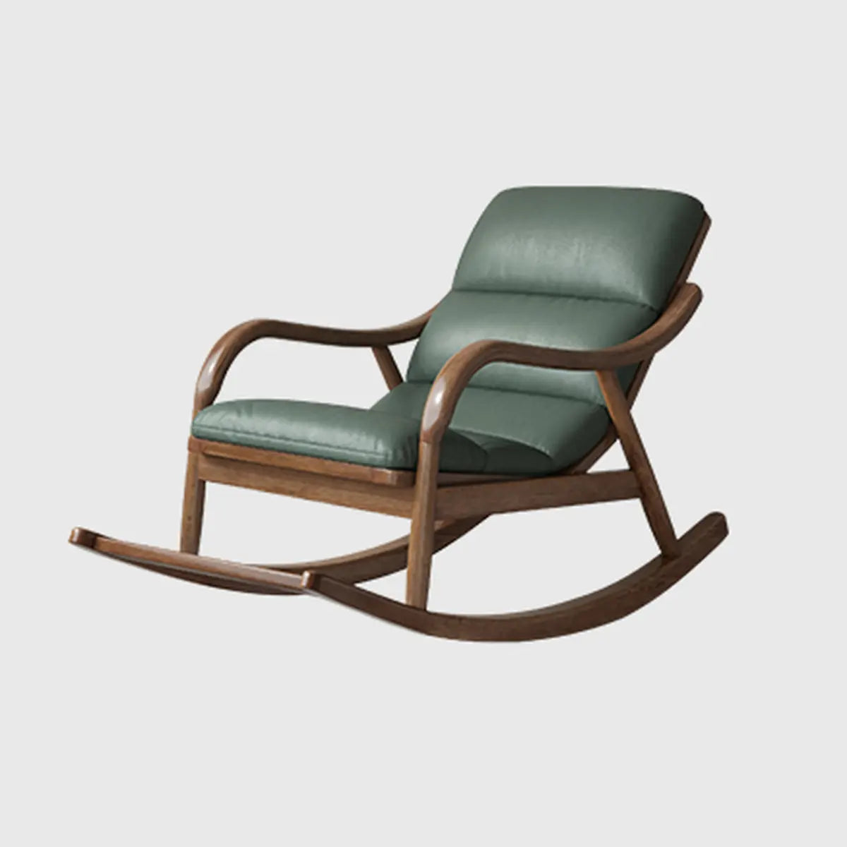 Brown Track Arms Wood Leg Rocking Chair with Slipcover Image - 16