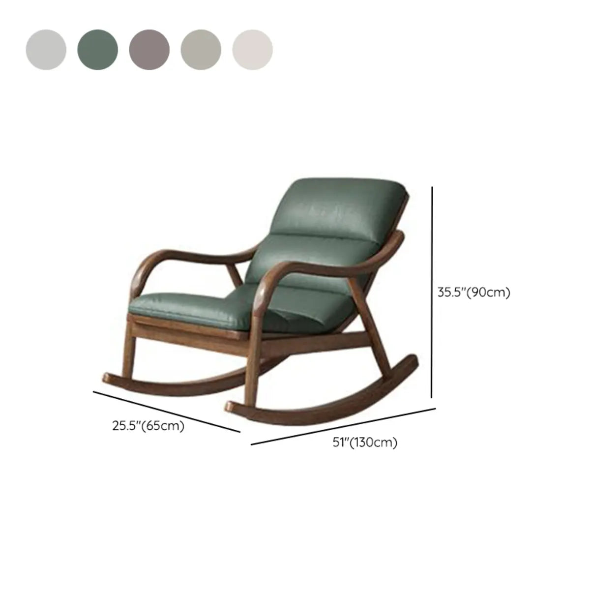 Brown Track Arms Wood Leg Rocking Chair with Slipcover 