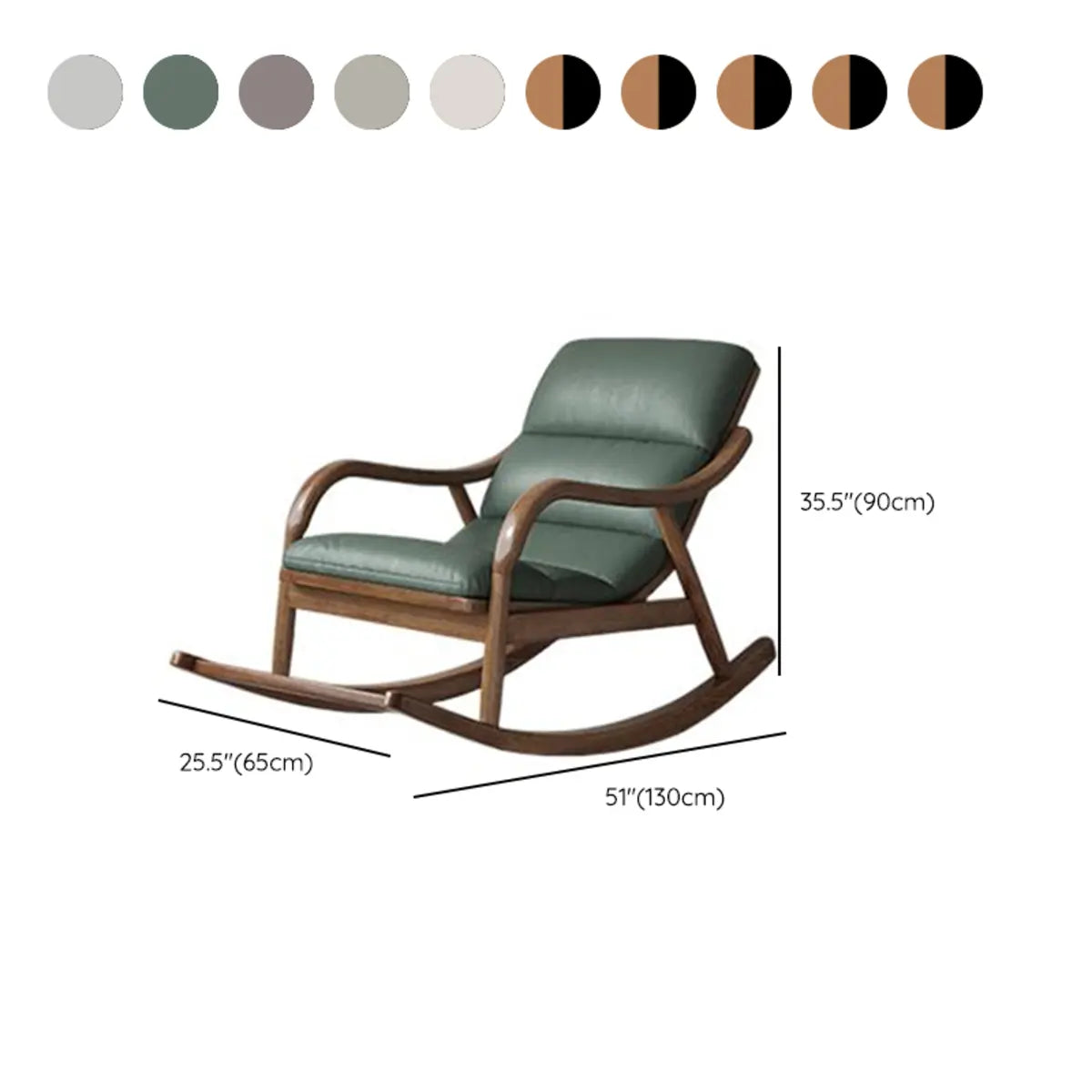 Brown Track Arms Wood Leg Rocking Chair with Slipcover Image - 18