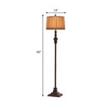 Brown Traditional Drum Fabric Shade Wooden Floor Lamp #size