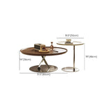 Brown Tray Top Stainless Steel Base Round Coffee Table Image - 16