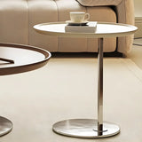 Brown Tray Top Stainless Steel Base Round Coffee Table Image - 5