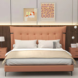 Brown Tufted Upholstered Wingback Headboard with Legs Image - 9