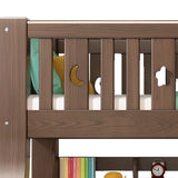 Brown Upholstered Wood Storage Bunk Bed with Bookcase Image - 7