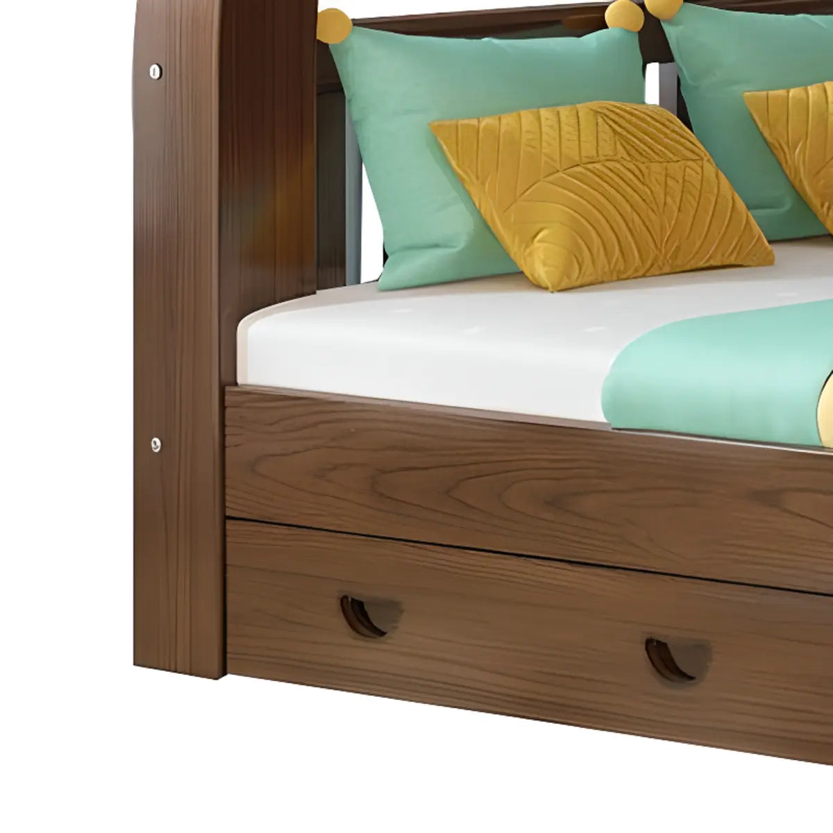 Brown Upholstered Wood Storage Bunk Bed with Bookcase Image - 9