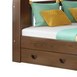 Brown Upholstered Wood Storage Bunk Bed with Bookcase Image - 9