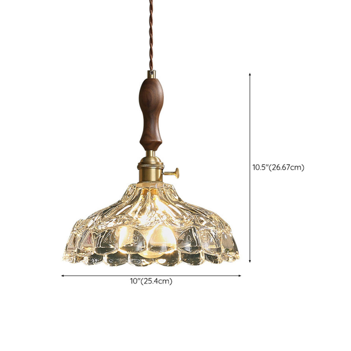 Brown Vintage Brass and Glass Petal Pendant Light Image - 17