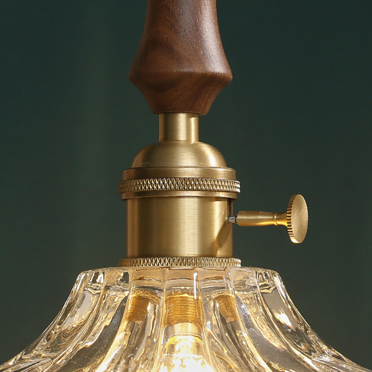 Brown Vintage Brass and Glass Petal Pendant Light Image - 9