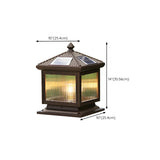 Brown Vintage Square Glass Solar Garden Post Light #size